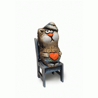 Кот в шапке на стуле KN 00-122 из керамики оптом