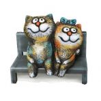 Коты на лавочке из керамики в ассортименте Б оптом