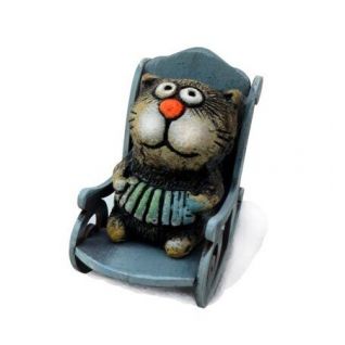 Кот с гармонью в кресле-качалке KN 00-80 из керамики оптом