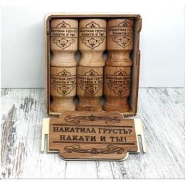 Набор деревянных рюмок Накатила грусть, накати и ты