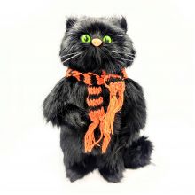 Чёрный кот с шарфом 20*11