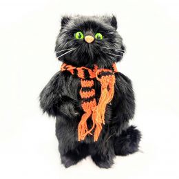 Чёрный кот с шарфом 20*11