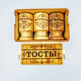 Набор деревянных рюмок (м) Тосты