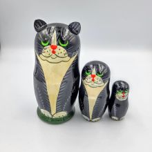 Матрешка Кошка - Черная 3 места 11*4,5
